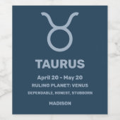 Individuelle Name / Text Zodiac Signrus Taurus Weinetikett (Einzelnes Label)