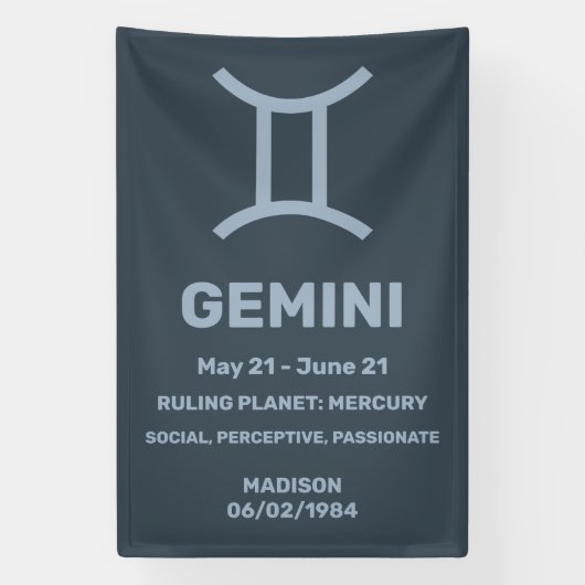 Individuelle Name/Text-Zodiac-Zeichen-Gemini Banner (Vertikal)