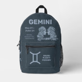 Individuelle Name/Text-Zodiac-Zeichen-Gemini Bedruckter Rucksack (Vorderseite)
