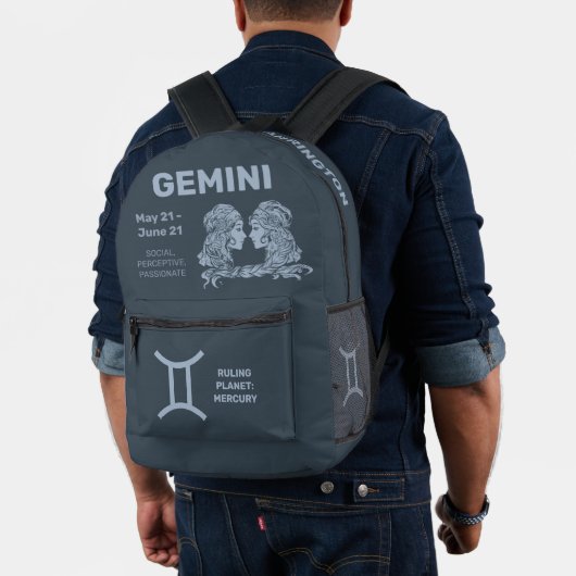 Individuelle Name/Text-Zodiac-Zeichen-Gemini Bedruckter Rucksack (Insitu (Modell))