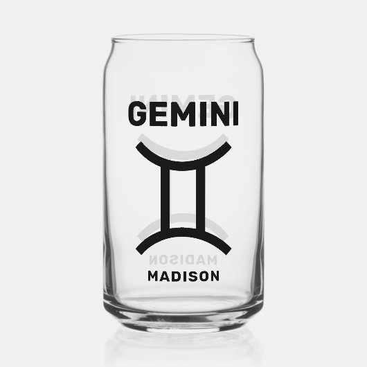 Individuelle Name/Text-Zodiac-Zeichen-Gemini Dosenglas (Vorderseite)