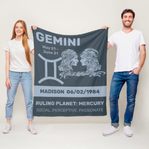 Individuelle Name/Text-Zodiac-Zeichen-Gemini Fleecedecke