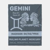 Individuelle Name/Text-Zodiac-Zeichen-Gemini Fleecedecke (Vorderseite)