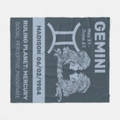 Individuelle Name/Text-Zodiac-Zeichen-Gemini Fleecedecke (Vorderseite (Horizontal))
