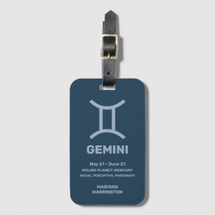 Individuelle Name/Text-Zodiac-Zeichen-Gemini Gepäckanhänger