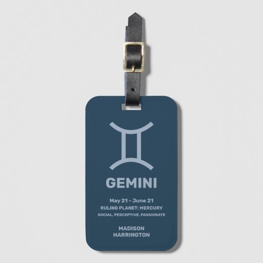 Individuelle Name/Text-Zodiac-Zeichen-Gemini Gepäckanhänger (Vorderseite Vertikal)