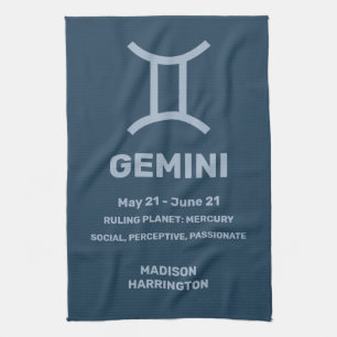 Individuelle Name/Text-Zodiac-Zeichen-Gemini Geschirrtuch