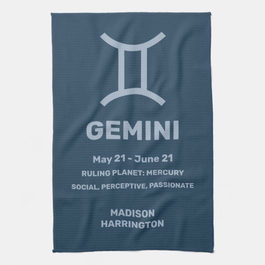 Individuelle Name/Text-Zodiac-Zeichen-Gemini Geschirrtuch (Vertikal)