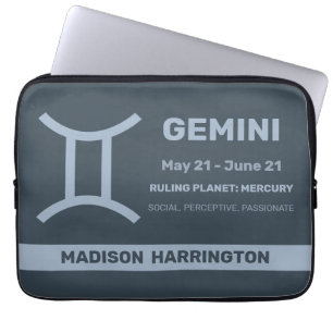 Individuelle Name/Text-Zodiac-Zeichen-Gemini Laptopschutzhülle