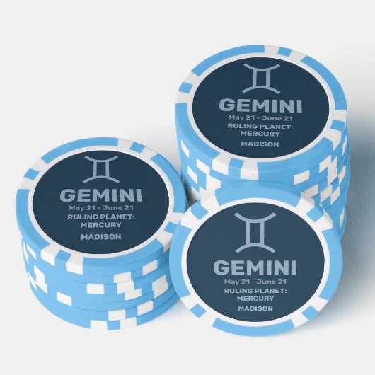 Individuelle Name/Text-Zodiac-Zeichen-Gemini Pokerchips (Stapel)