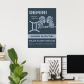 Individuelle Name/Text-Zodiac-Zeichen-Gemini Poster (Heimbüro)