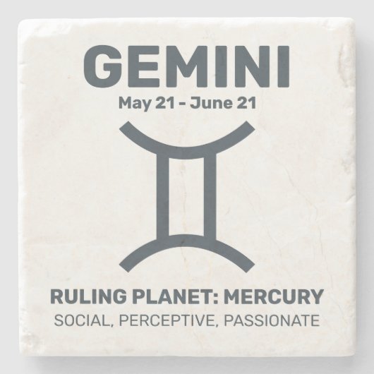Individuelle Name/Text-Zodiac-Zeichen-Gemini Steinuntersetzer (Vorderseite)
