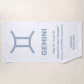 Individuelle Name/Text-Zodiac-Zeichen-Gemini Strandtuch (Vorderseite)