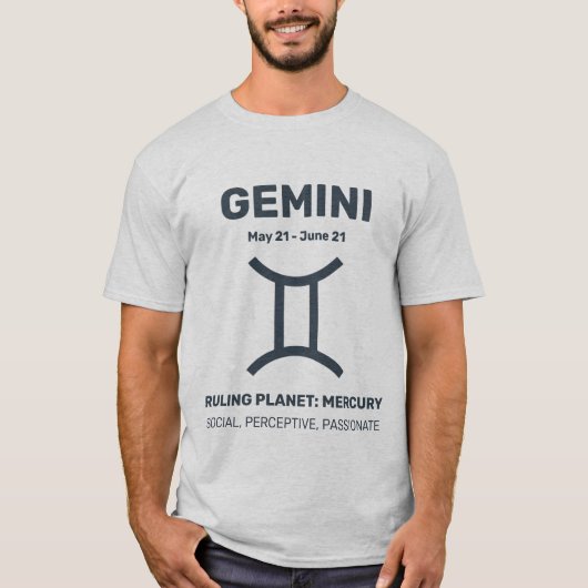 Individuelle Name/Text-Zodiac-Zeichen-Gemini T-Shirt (Vorderseite)