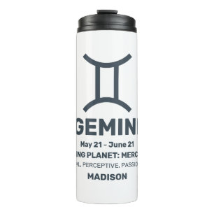 Individuelle Name/Text-Zodiac-Zeichen-Gemini Thermosbecher
