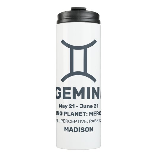 Individuelle Name/Text-Zodiac-Zeichen-Gemini Thermosbecher (Vorderseite)