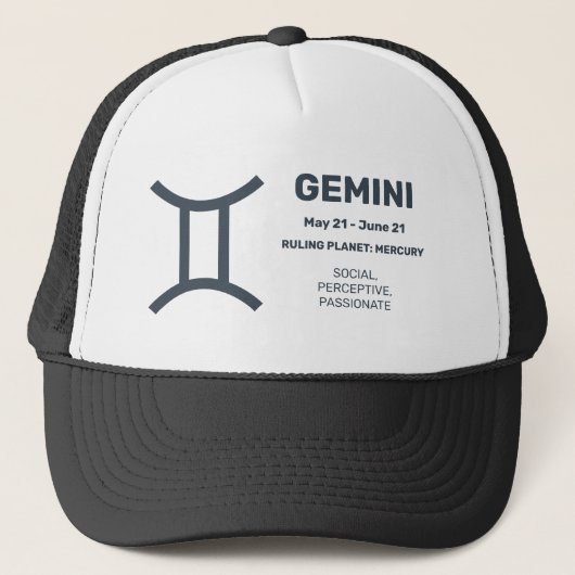 Individuelle Name/Text-Zodiac-Zeichen-Gemini Truckerkappe (Vorderseite)