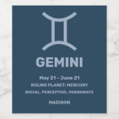 Individuelle Name/Text-Zodiac-Zeichen-Gemini Weinetikett (Einzelnes Label)