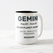 Individuelle Name/Text-Zodiac-Zeichen-Gemini Zweifarbige Tasse (VorderseiteRechts)