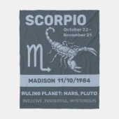 Individuelle Name/Text-Zodiac-Zeichen-Skorpio Fleecedecke (Vorderseite)