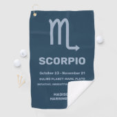 Individuelle Name/Text-Zodiac-Zeichen-Skorpio Golfhandtuch (Insitu)