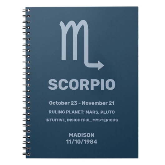 Individuelle Name/Text-Zodiac-Zeichen-Skorpio Notizblock (Vorderseite)