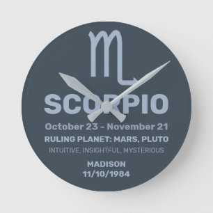 Individuelle Name/Text-Zodiac-Zeichen-Skorpio Runde Wanduhr