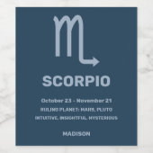 Individuelle Name/Text-Zodiac-Zeichen-Skorpio Weinetikett (Einzelnes Label)