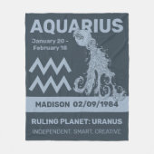 Individuelle Name / Text Zodiac Zeichenaquarius Fleecedecke (Vorderseite)