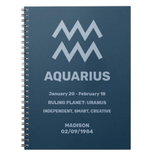 Individuelle Name / Text Zodiac Zeichenaquarius Notizblock