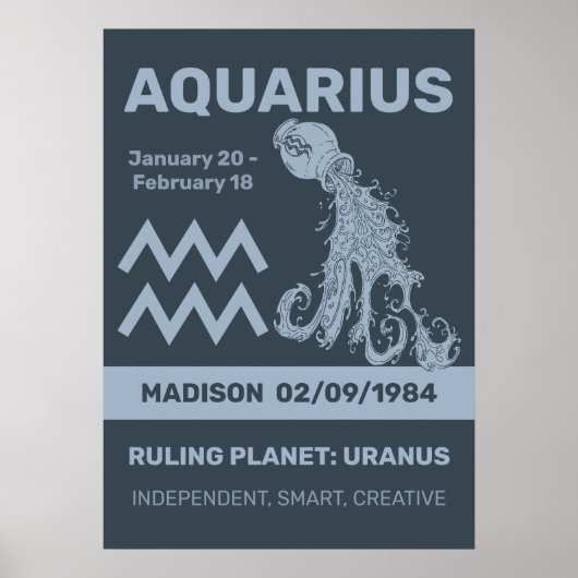 Individuelle Name / Text Zodiac Zeichenaquarius Poster (Vorne)