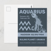 Individuelle Name / Text Zodiac Zeichenaquarius Postkarte (Vorne/Hinten)