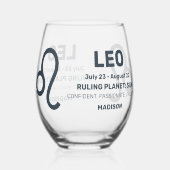 Individuelle Name / Text-Zodiac-Zeichenleo Weinglas Ohne Stiel (Rückseite)