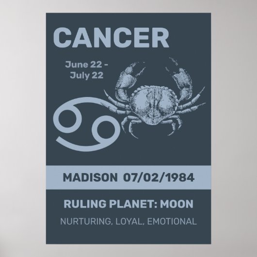 Individuelle Name/Text-Zodiakarzinom Poster (Vorne)