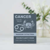 Individuelle Name/Text-Zodiakarzinom Postkarte (Stehend Vorderseite)