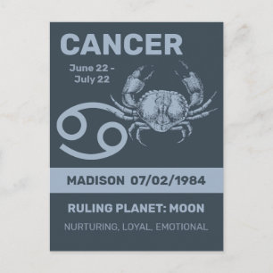 Individuelle Name/Text-Zodiakarzinom Postkarte