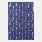 Individuelle Name-Textnavy-blaues Muster Geschirrtuch (Vertikal)