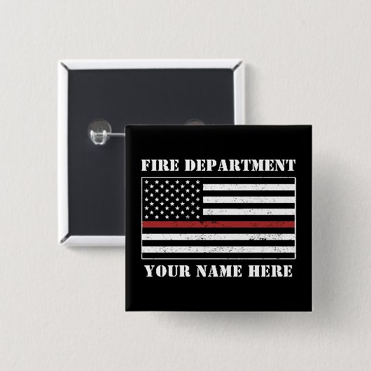 Individuelle Name Thin Red Line Flaggen Stolz Feue Button (Vorne & Hinten)