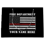 Individuelle Name Thin Red Line Flaggen Stolz Feue Große Geschenktüte (Vorderseite)