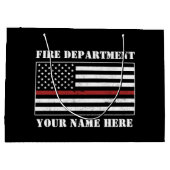 Individuelle Name Thin Red Line Flaggen Stolz Feue Große Geschenktüte (Rückseite)