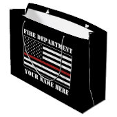 Individuelle Name Thin Red Line Flaggen Stolz Feue Große Geschenktüte (Rückseite Schrägansicht)