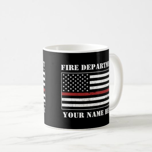 Individuelle Name Thin Red Line Flaggen Stolz Feue Kaffeetasse (VorderseiteRechts)
