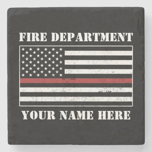 Individuelle Name Thin Red Line Flaggen Stolz Feue Steinuntersetzer (Vorderseite)
