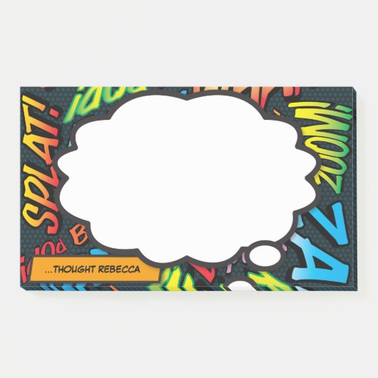 Individuelle Name Think Bubble Fun Comic Book Post-it Klebezettel (Vorderseite)