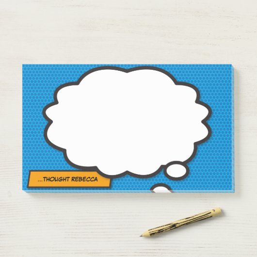 Individuelle Name Think Bubble Fun Comic Book Post-it Klebezettel (Auf Schreibtisch)
