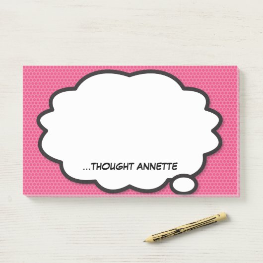 Individuelle Name Think Bubble Pink Comic Buchen S Post-it Klebezettel (Auf Schreibtisch)