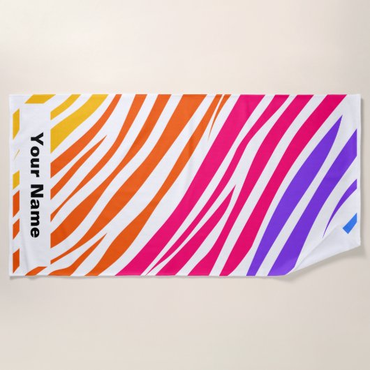 Individuelle Name Tiger Animal Print Muster Sommer Strandtuch (Vorderseite)