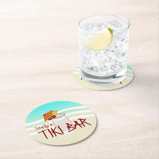 Individuelle Name Tiki Bar Runder Pappuntersetzer (Vor Ort)