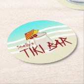 Individuelle Name Tiki Bar Runder Pappuntersetzer (Angewinkelt)