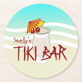 Individuelle Name Tiki Bar Runder Pappuntersetzer (Vorderseite)